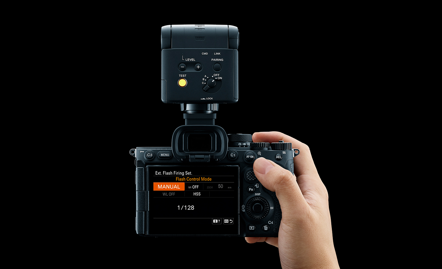 User Interface controlling a flash from a compatible camera