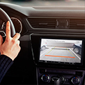 Front view of the XAV-AX3700 digital multimedia receiver with the rear-view camera on the display.